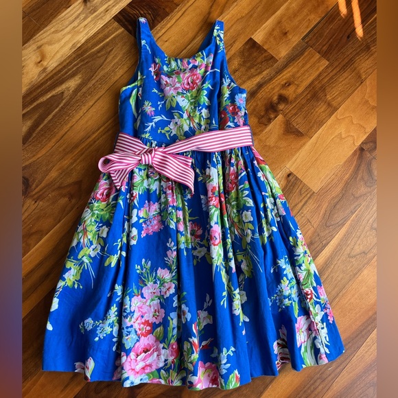 Polo Ralph Lauren girls Floral Button back dress botanical blue size 6, … - Picture 4 of 11
